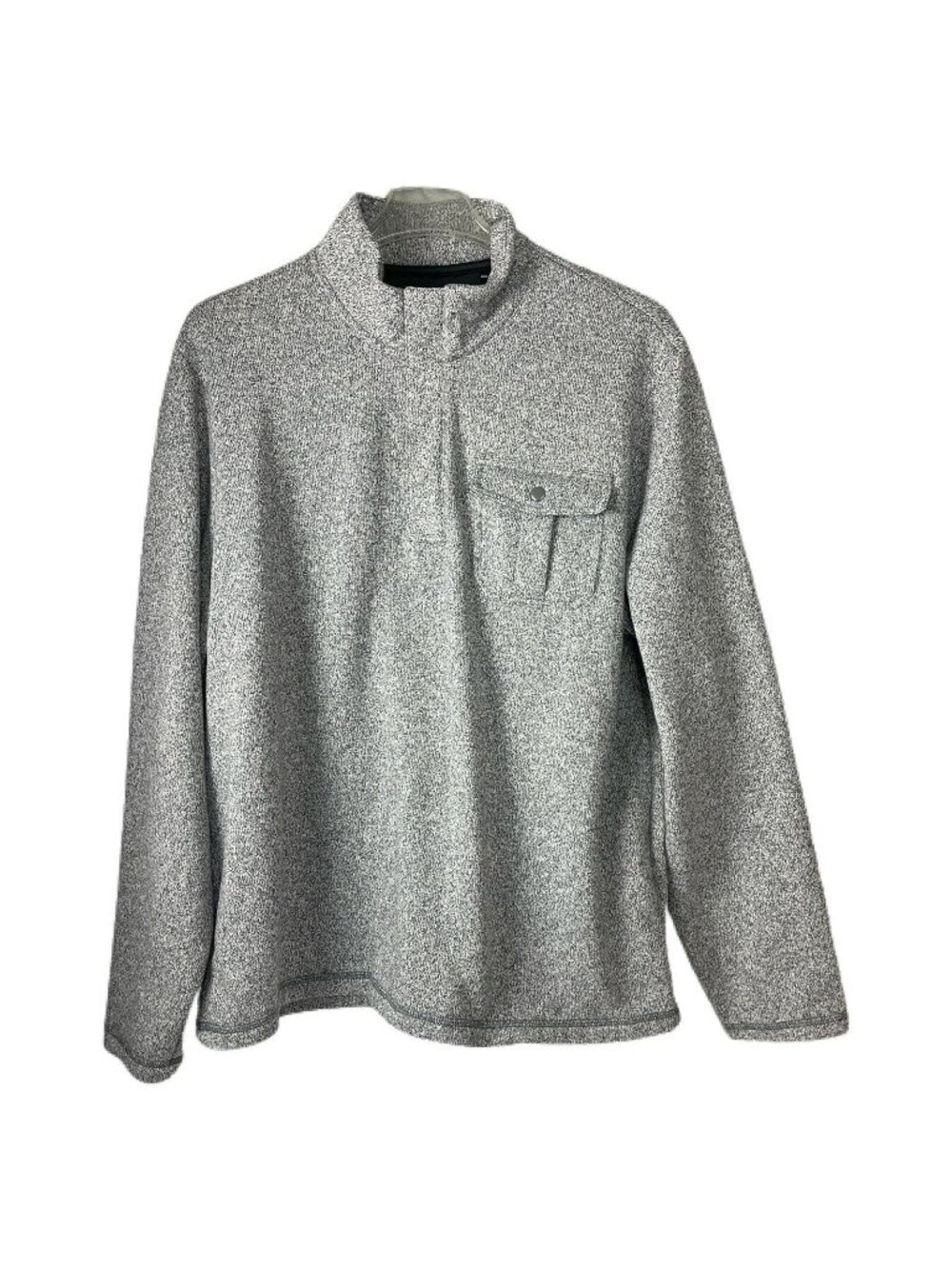 Chaps Mens Quarter-Zip Fleece Pullover Grey Heather XXL Polyester Pocket